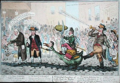Il trionfale corteo del piccolo Paul il sarto sulla sua nuova oca, pubblicato nel 1806 da James Gillray