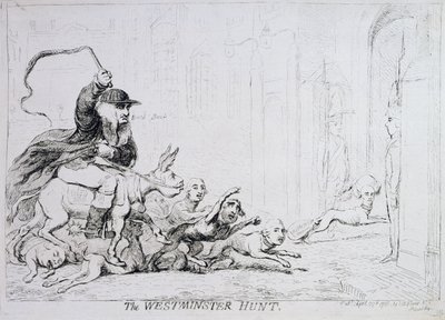 La caccia di Westminster, pubblicato nel 1788 da James Gillray