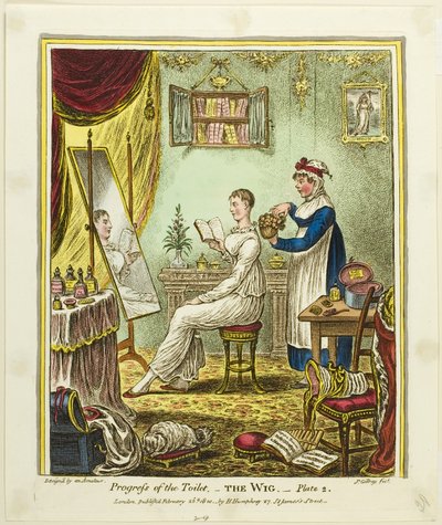 La parrucca, tavola due da Progresso della toilette da James Gillray