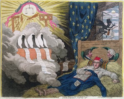 Il flagello notturno di Tom Paine, pubblicato da Hannah Humphrey nel 1792 da James Gillray