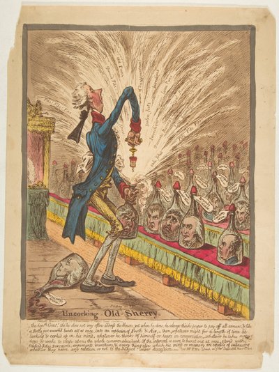 Stappando il vecchio Sherry, 10 marzo 1805 da James Gillray