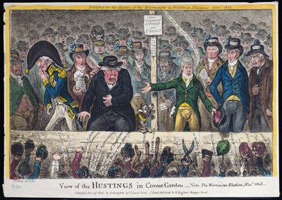 Vista delle tribune a Covent Garden, pubblicata da Hannah Humphrey nel 1806 da James Gillray