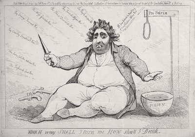 Quale strada devo prendere, come devo decidere, pubblicato da S.W. Fores nel 1793 da James Gillray
