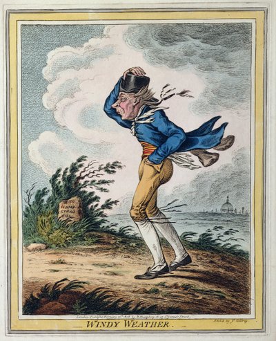 Tempo ventoso, pubblicato da Hannah Humphrey nel 1808 da James Gillray