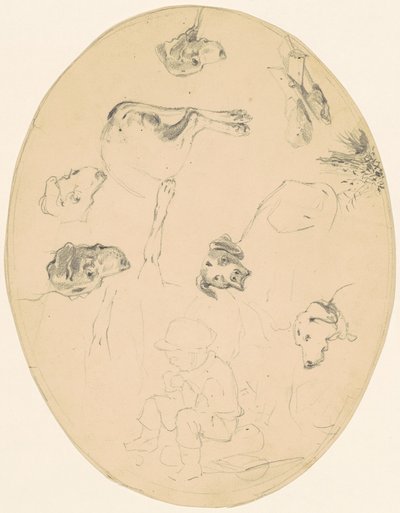 Studi di cani e un ragazzo seduto [recto] da James Goodwyn Clonney