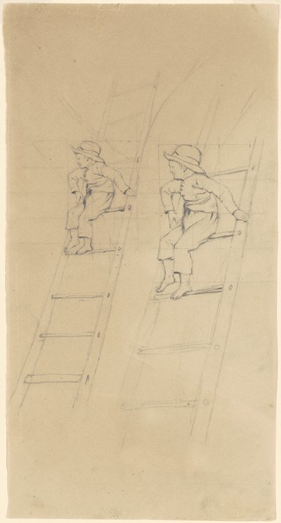 Studi di un ragazzo su una scala da James Goodwyn Clonney