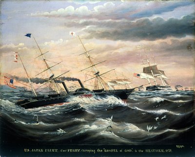 Flotta USA Giappone, Commodoro Perry che porta il Vangelo di Dio ai pagani, 1853 da James Guy Evans
