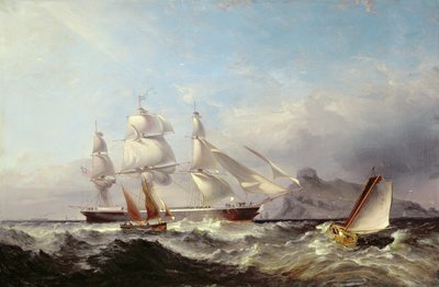Un clipper al largo del faro di Mumbles, Swansea da James Harris of Swansea