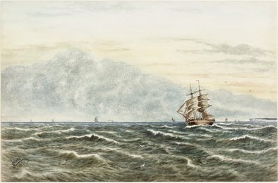 Scena di navigazione al largo di Tynemouth da James Henry Cleet