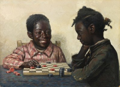 Senza titolo Due bambini che giocano a dama da James Henry Moser