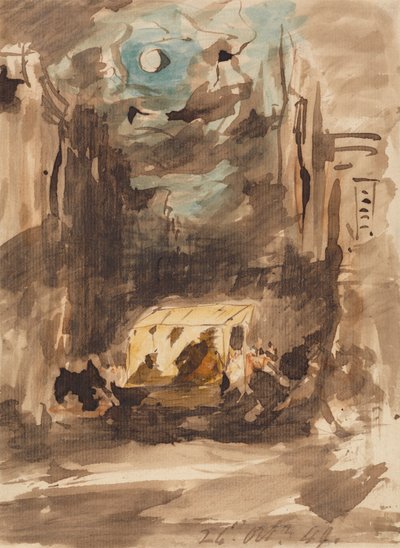 Una Strada di Notte con Figure a una Bancarella da James Holland