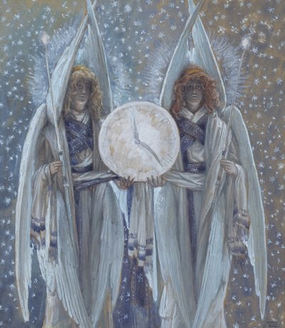 Angeli che Sostengono un Quadrante che Indica le Ore delle Diverse Scene della Passione, illustrazione per La Vita di Cristo, c.1886-94 da James Jacques Joseph Tissot