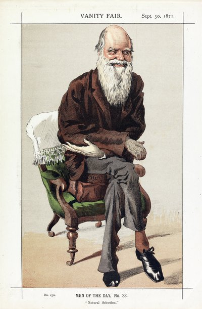 Charles Darwin, Men of the Day, No. 33, Selezione naturale, da Vanity Fair, pub. 1871 da James Jacques Joseph Tissot