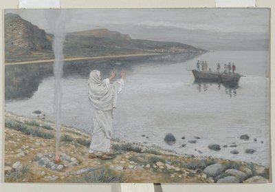 Cristo appare sulla riva del lago di Tiberiade, illustrazione da La vita di Nostro Signore Gesù Cristo, 1886-94 da James Jacques Joseph Tissot