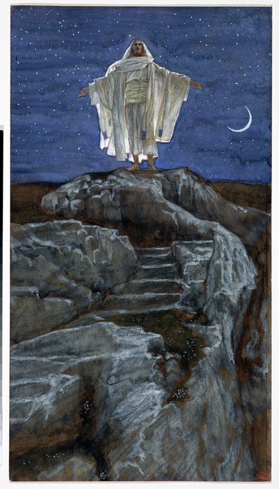 Cristo che Esce da Solo su una Montagna per Pregare, illustrazione per La Vita di Cristo, c.1886-94 da James Jacques Joseph Tissot