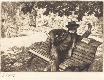 Denoisel che Legge nel Giardino da James Jacques Joseph Tissot