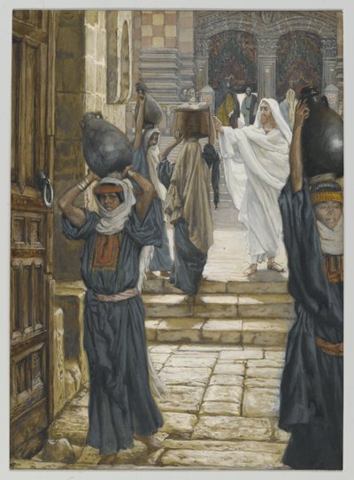 Gesù proibisce il trasporto di carichi nel cortile del tempio, illustrazione da La vita di Nostro Signore Gesù Cristo, 1886-94 da James Jacques Joseph Tissot