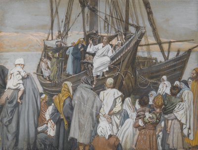 Gesù predica su una nave, illustrazione da La vita di Nostro Signore Gesù Cristo da James Jacques Joseph Tissot