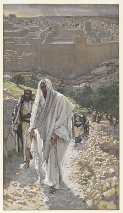 Gesù va la sera a Betania, illustrazione da La vita di Nostro Signore Gesù Cristo, 1886-94 da James Jacques Joseph Tissot