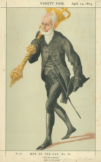 Tenente colonnello Lord Charles James Fox Russell, questo sergente severo nel suo arresto, 12 aprile 1873, caricatura di Vanity Fair da James Jacques Joseph Tissot