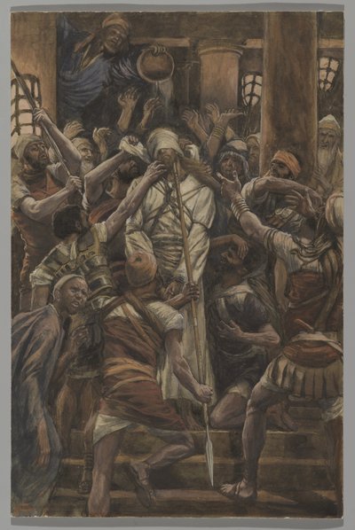 Maltrattamenti nella casa di Caifa, illustrazione da La vita di Nostro Signore Gesù Cristo, 1886-94 da James Jacques Joseph Tissot