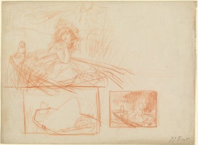 Ragazza pensierosa alla deriva in una barca da James Jacques Joseph Tissot