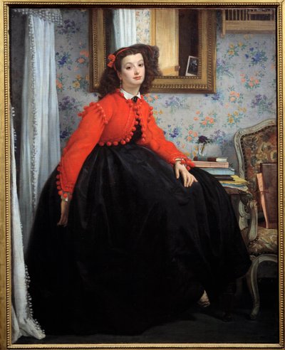 Ritratto in piedi di Mademoiselle L. L., o giovane ragazza in giacca rossa da James Jacques Joseph Tissot