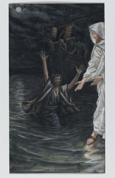 San Pietro cammina sul mare, illustrazione da La vita di Nostro Signore Gesù Cristo da James Jacques Joseph Tissot
