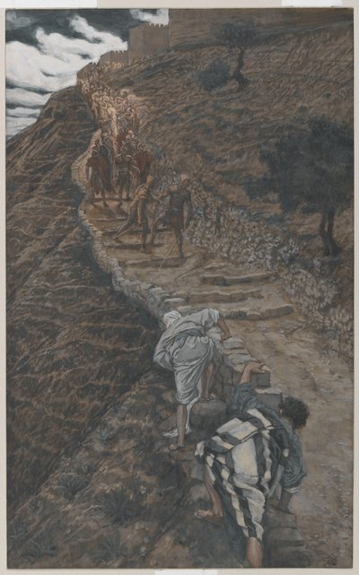 San Pietro e San Giovanni seguono da lontano, illustrazione da La vita di Nostro Signore Gesù Cristo, 1886-94 da James Jacques Joseph Tissot
