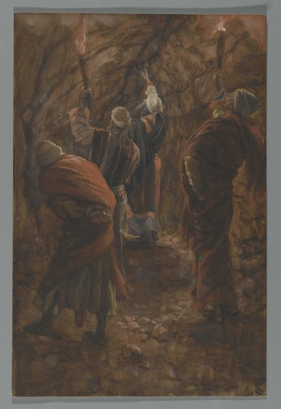 La voragine nella roccia nella grotta sotto il Calvario, illustrazione da La vita di Nostro Signore Gesù Cristo, 1886-94 da James Jacques Joseph Tissot