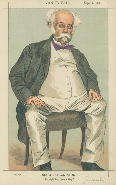 Il Duca di Saldanha, Poteva essere un re, 2 settembre 1871, caricatura di Vanity Fair (litografia a colori) da James Jacques Joseph Tissot