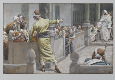 Il cieco guarito racconta la sua storia ai Giudei, illustrazione da La vita di Nostro Signore Gesù Cristo, 1886-96 da James Jacques Joseph Tissot