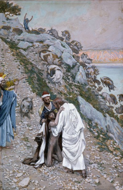 I porci gettati in mare, illustrazione per La vita di Cristo, c.1886-94 da James Jacques Joseph Tissot