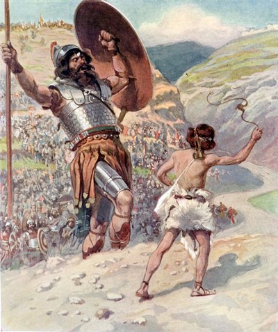 Davide lancia la pietra - Bibbia da James Jacques Joseph after Tissot