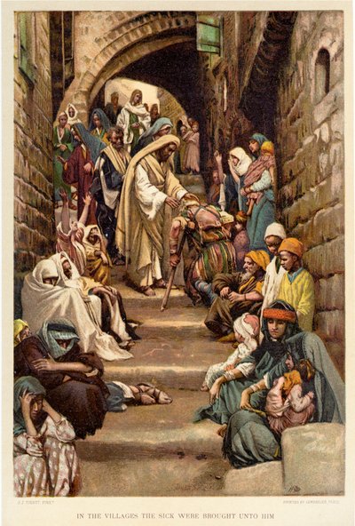 Nei villaggi i malati venivano portati da lui da James Jacques Joseph after Tissot