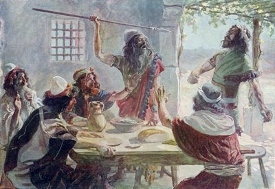 Saul lancia un giavellotto a Gionata da James Jacques Joseph after Tissot