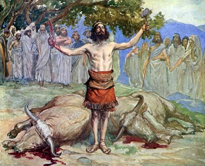 Saul sacrifica i buoi di J James Tissot da James Jacques Joseph after Tissot