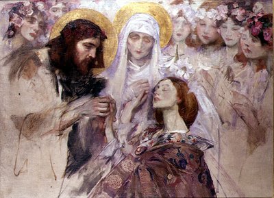 Cristo benedice una giovane donna da James Jebusa Shannon