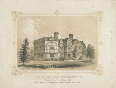 Bushbury - Moseley Old Hall: litografia, nd [?18th cent] da James Kellaway Colling