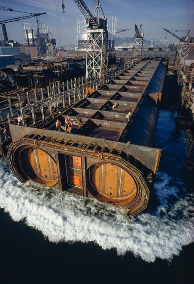 Una sezione di tubo del tunnel per BART, sistema di trasporto di massa della Bay Area, flo... da James L Stanfield