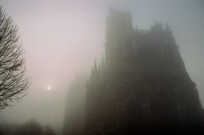 Veduta nella nebbia mattutina di Notre-Dame ad Amiens. CATTEDRALE DI NOTRE-DAME, AMIENS,... da James L Stanfield