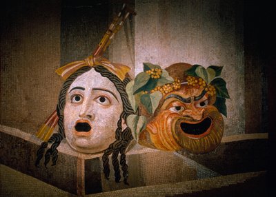 Mosaico romano del II secolo d.C. con tragedia e commedia. Musei Capitolini, Roma, Italia da James L Stanfield