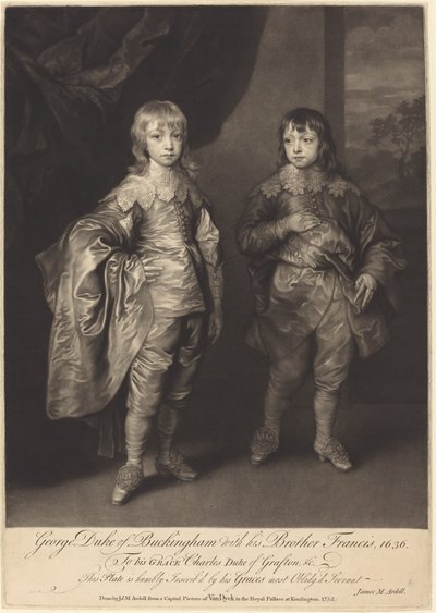 George Duca di Buckingham con suo fratello Francis da James MacArdell after Sir Anthony van Dyck