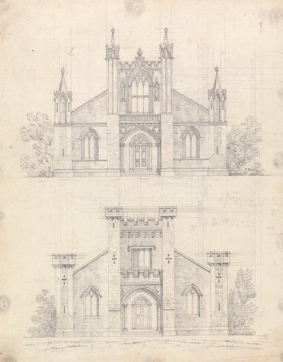 Disegno preparatorio per i Disegni 12 e 13, Tavola 10 di Una Collezione di Disegni per Ritiri Rurali da James Malton