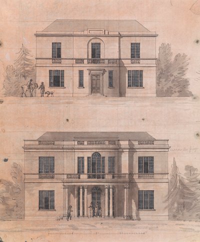 Disegno preparatorio per i Disegni 7 e 8, Tavola 5 di Una Collezione di Disegni per Ritiri Rurali da James Malton