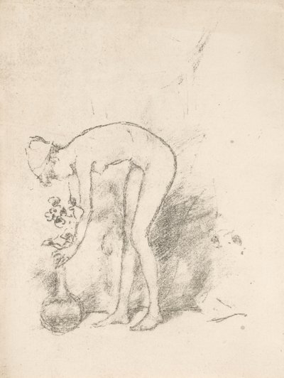 Modella nuda che sistema fiori da James Abbott McNeill Whistler