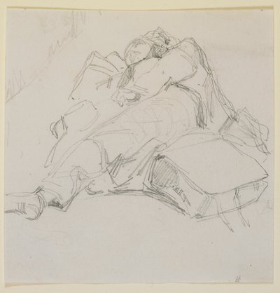 Un uomo che dorme su una pila di bagagli da James Abbott McNeill Whistler