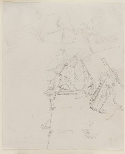 Un uomo seduto sul bordo di un muro da James Abbott McNeill Whistler