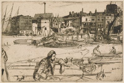 Black Lion Wharf, dalla serie del Tamigi (Una Serie di Sedici Incisioni di Scene sul Tamigi e Altri Soggetti) da James Abbott McNeill Whistler
