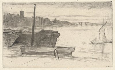 Ponte e Chiesa di Chelsea, dalla serie Il Tamigi (Serie di Sedici Incisioni di Scene sul Tamigi e Altri Soggetti) da James Abbott McNeill Whistler